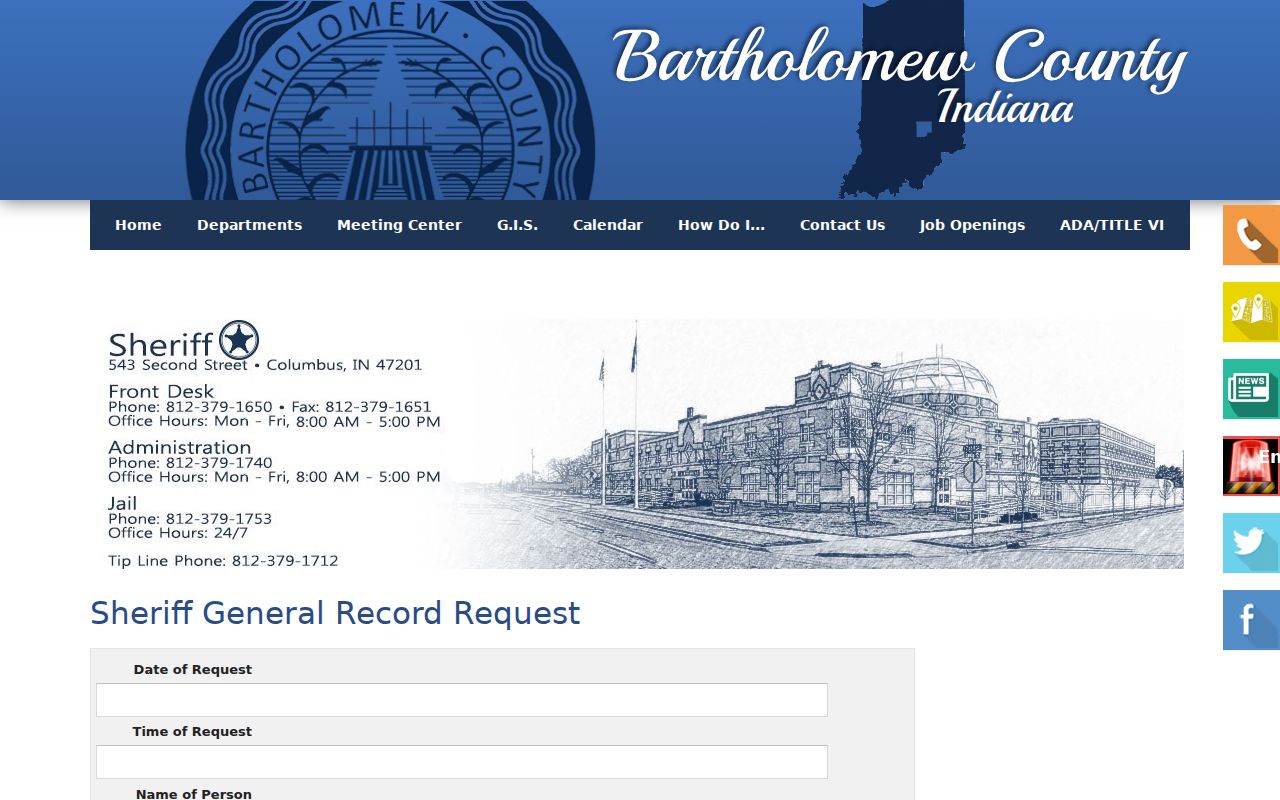 Blank Bartholomew County Sheriff public record request form
