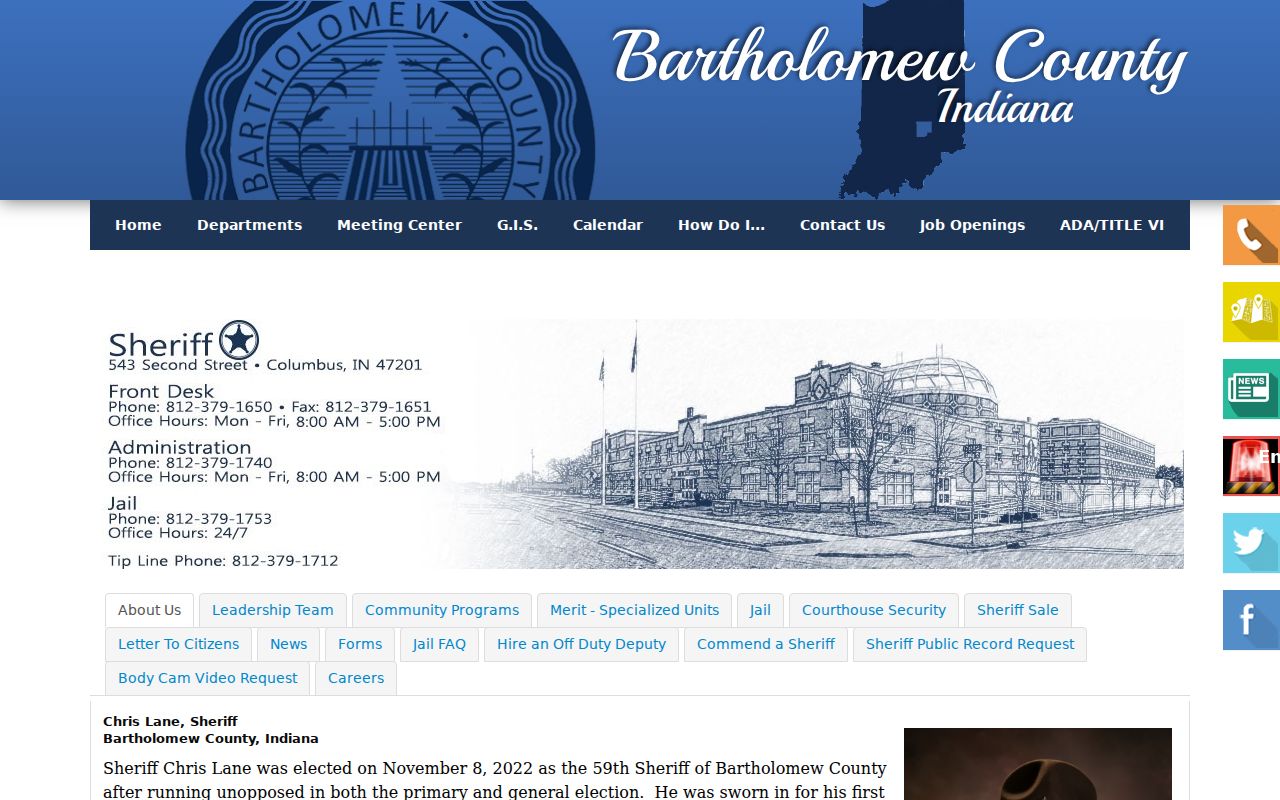 Official Bartholomew County Sheriff department page